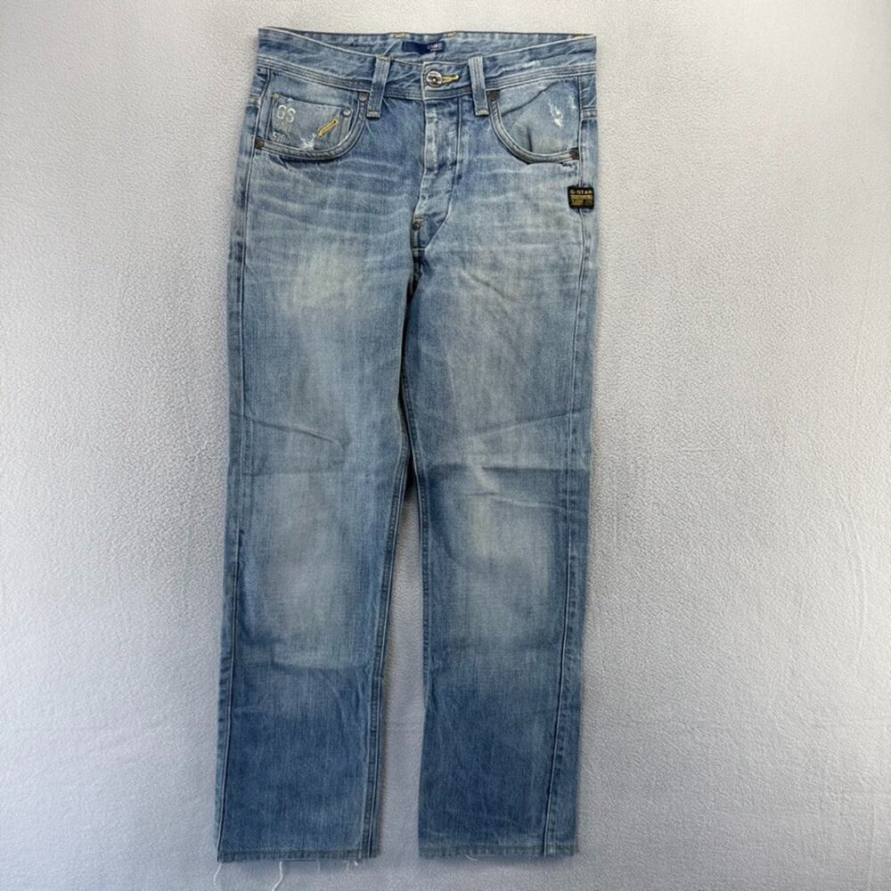 G Star Jeans Men's 29x34 fits 30x29 Attacc Straight Whisker Baggy Faded Vintage